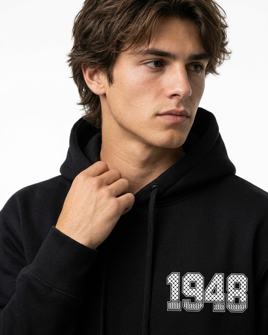 1948 Palestine oversized hoodie black back detail