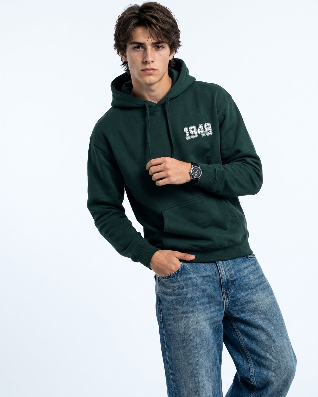 Keffiyeh 1948 hoodie bottle green front