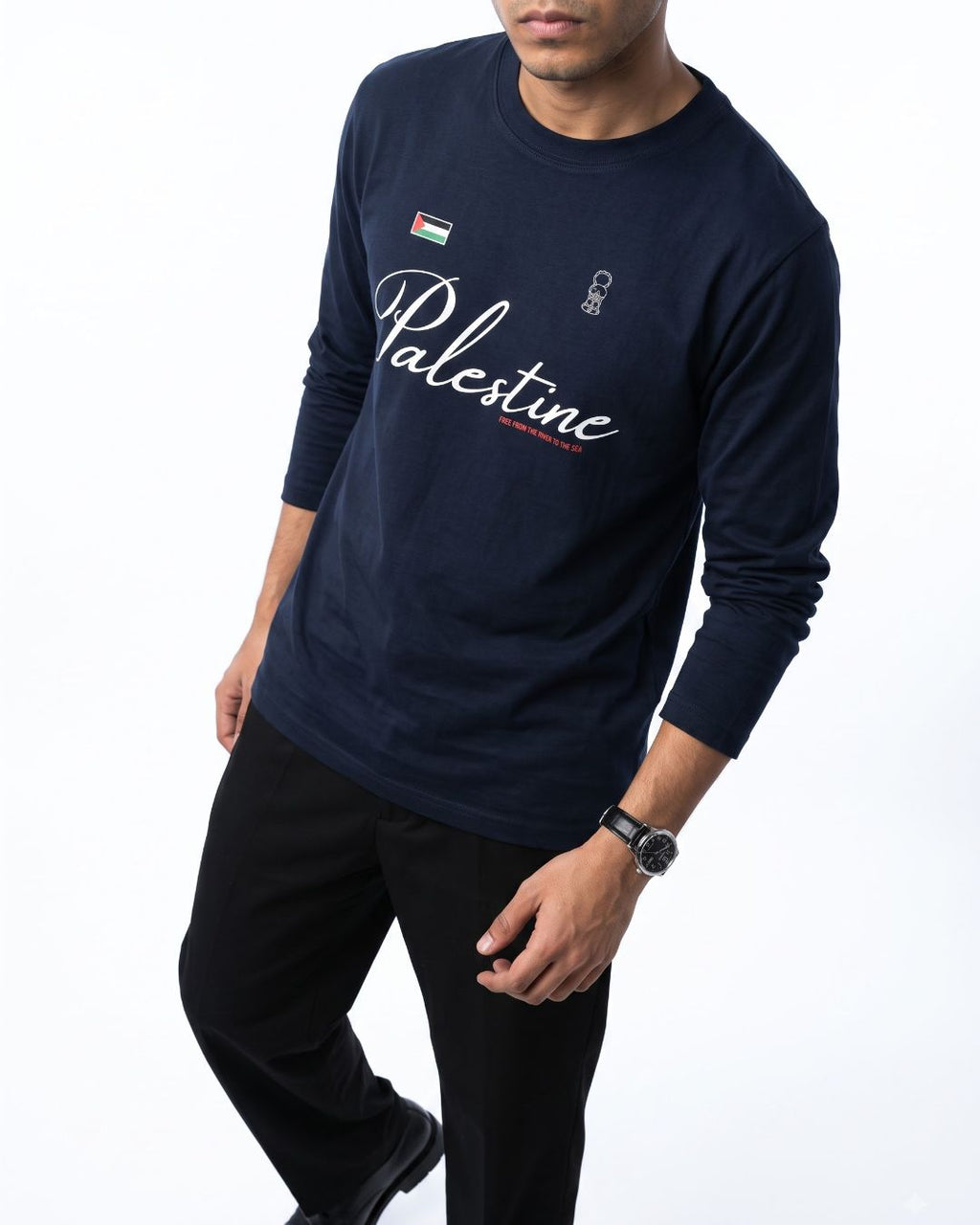 Lasting Roots Long Sleeves navy blue front design detail