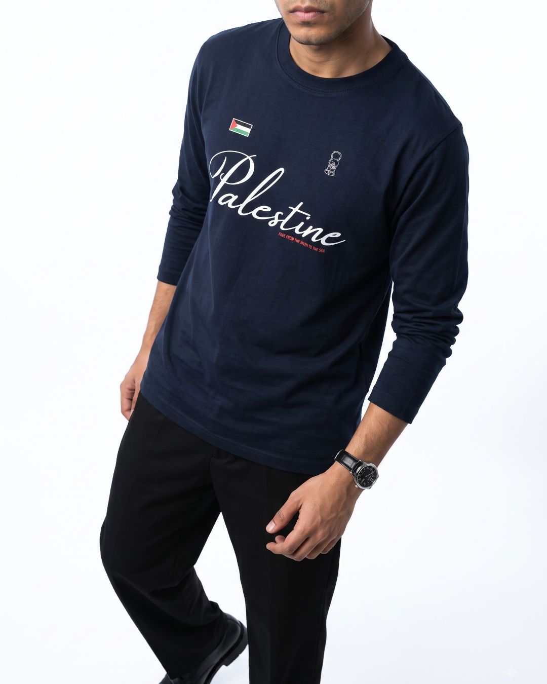 Lasting Roots Long Sleeves navy blue front design detail