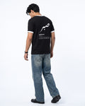 Patience black ringer t-shirt back detail view