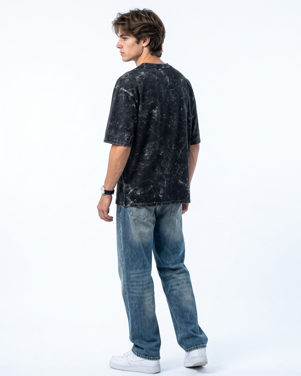 Tasbih Hands acid wash oversized t-shirt back view